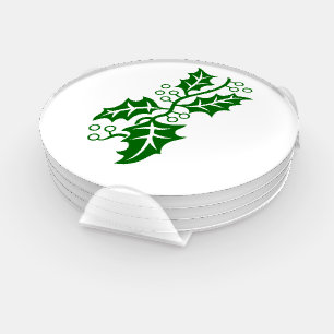 Acrylic Coasters - Holly Leaves with Berries