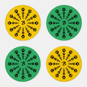 Acrylic Coasters - Pawprints with Initial