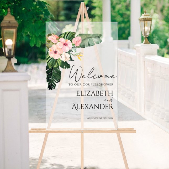 Acrylic Couples Shower Welcome Sign | Tropical (Creator Uploaded)