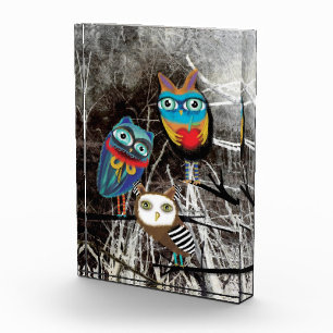Acrylic Crystal Clear Art Block Owls illustration