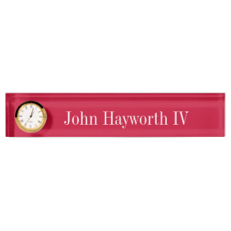 Acrylic Desk Name Plate in Rich Red & White