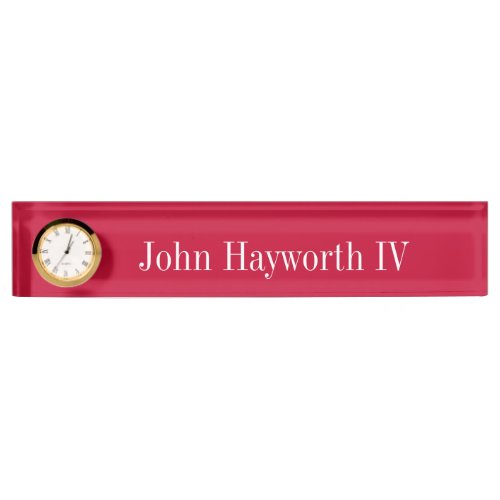Acrylic Desk Name Plate in Rich Red  White