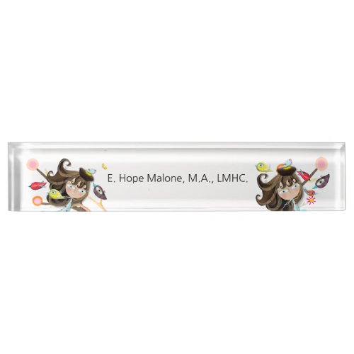 Acrylic Desk Name Plate Whimsy Birds