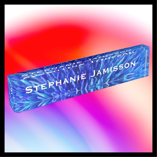 Acrylic Desk Nameplate Blue Abstract Name Plate