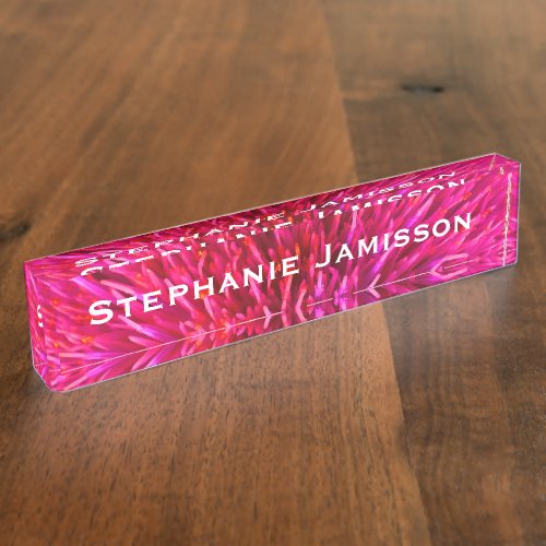 Acrylic Desk Nameplate Hot Pink Abstract Desk Name Plate