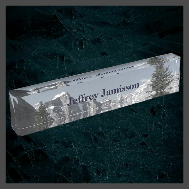 Acrylic Desk Nameplate Mountains Personalized Gray (Creator Uploaded)