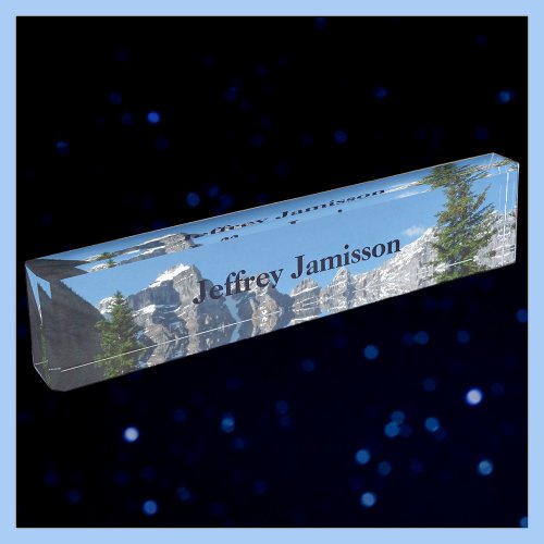 Acrylic Desk Nameplate Mountains Personalized Name Plate