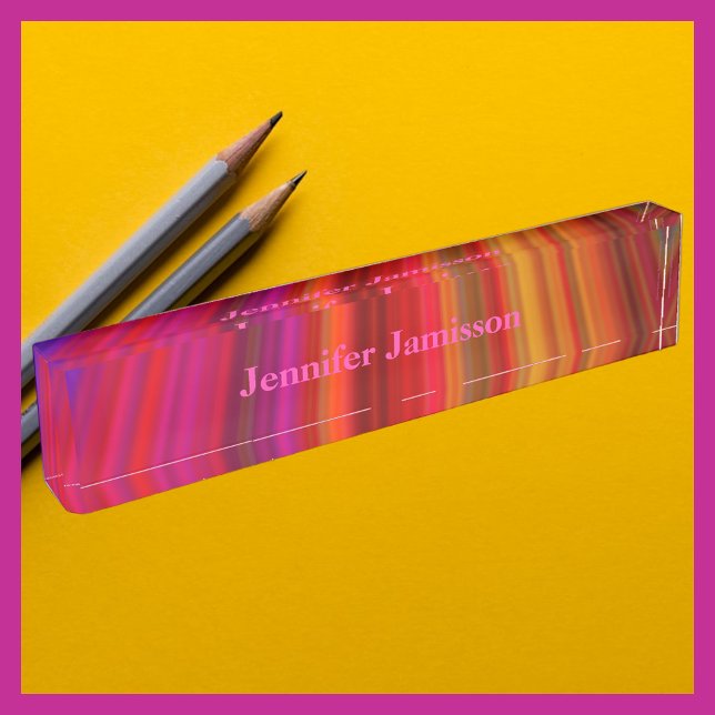 Acrylic Desk Nameplate, Pink, Red, and Purple Nameplate (Creator Uploaded)