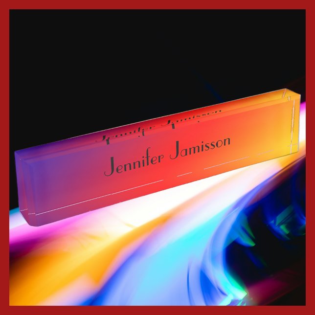 Acrylic Desk Nameplate, Rainbow Design Name Plate (Creator Uploaded)