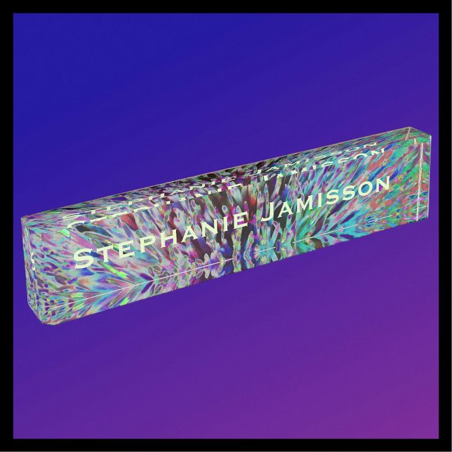 Acrylic Desk Nameplate, Retro Abstract Name Plate (Creator Uploaded)