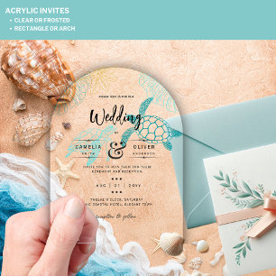 ACRYLIC Destination Wedding Beach Sea Turtles Invitations