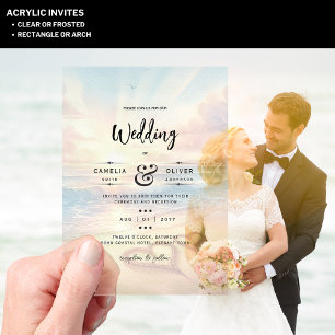 ACRYLIC Destination Wedding Beach Sunset Ocean Acrylic Invitations