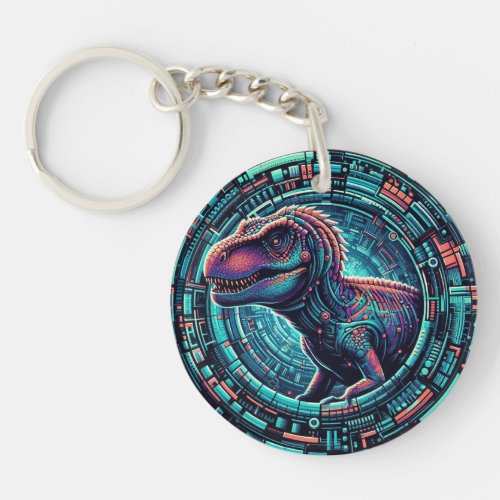 Acrylic Dino Cyberpunk Keychain Futuristic Charm Keychain
