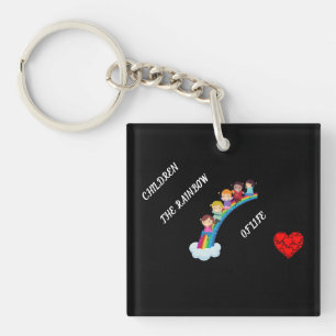 Acrylic double sided keychain. Children & rainbows Keychain