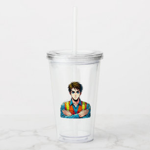 acrylic drinking cup with manga security expert