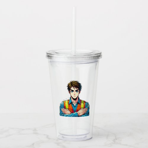 acrylic drinking cup with manga security expert