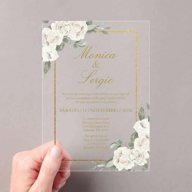 Acrylic elegant Wedding Invitation in Spanish (Insitu (Handheld))
