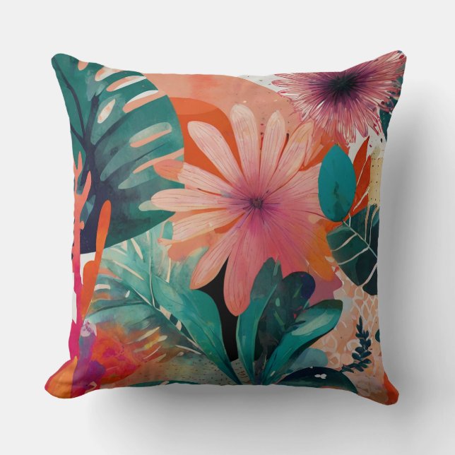 Acrylic floral decor throw pillow (Front)