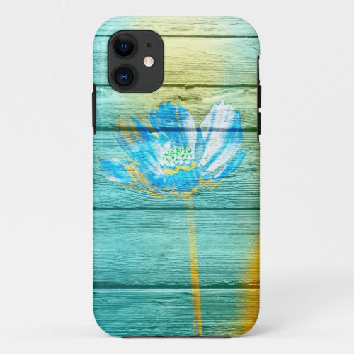 Acrylic Flower Painting on Wood iPhone 11 Case