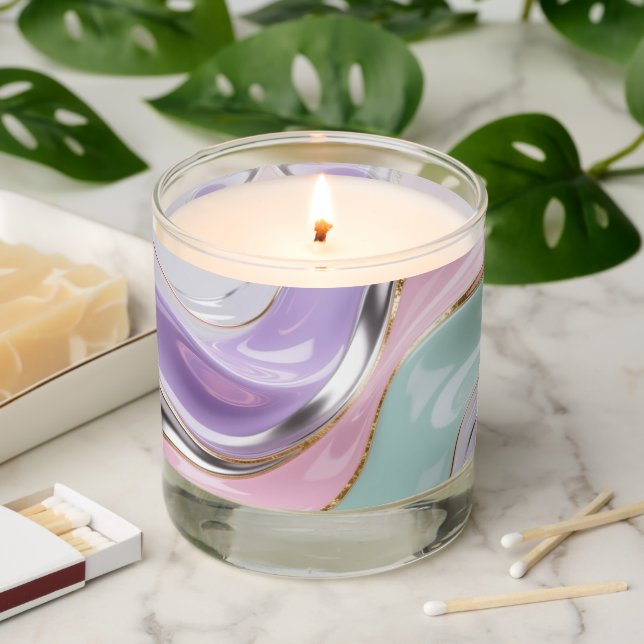 Acrylic Fluid Art Candles | Abstract Swirl Pattern (Lit)