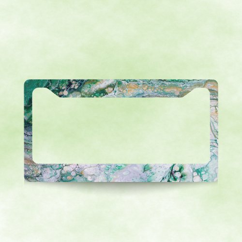 Acrylic Fluid Pour Emerald Dragon License Plate Frame