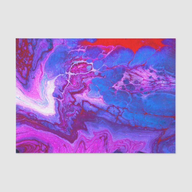 Acrylic Fluid Pour Purple Marble Designs Tissue Paper (Front)