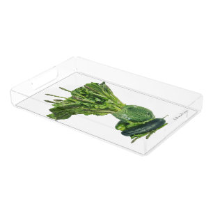 Acrylic Food Tray: VEGIES fresh green vegetables. Tray
