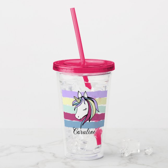 Acrylic glass with cute unicorn illustration. (Front Ice)