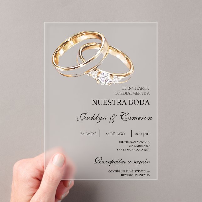 Acrylic gold ring Spanish Wedding Invitations (Insitu (Handheld))