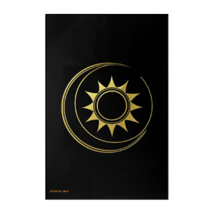 Acrylic Golden Celestial Eclipse Moon Sun Art