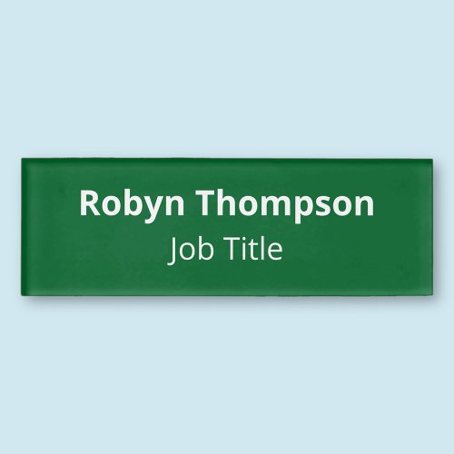 Acrylic Green Name Tag Magnetic or Pin No Minimum