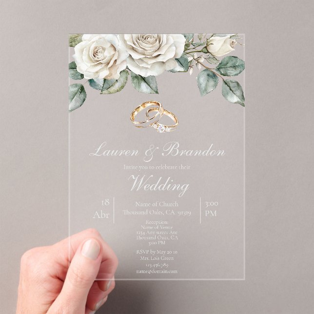 Acrylic Greenery floral Wedding invitation (Insitu (Handheld))