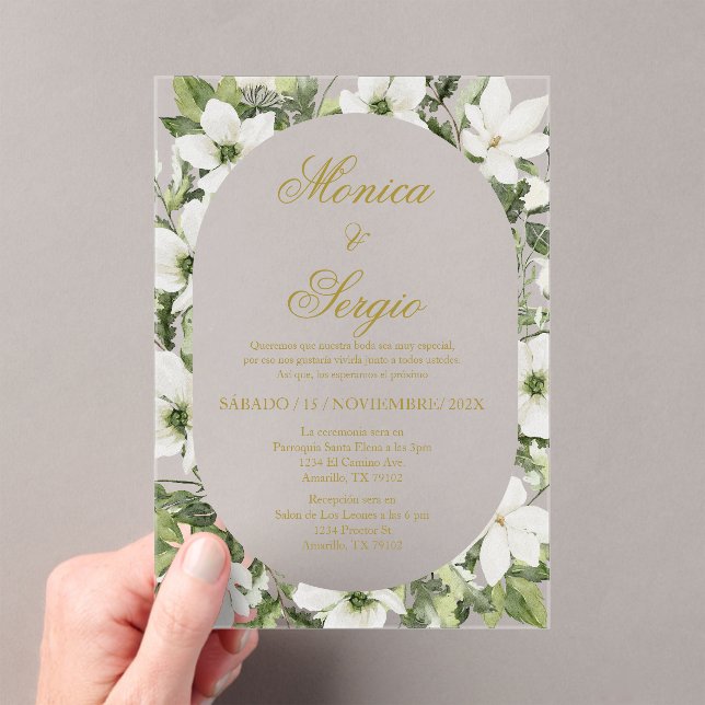 Acrylic Greenery Spanish wedding Invitation (Insitu (Handheld))