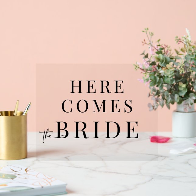 Acrylic Here Comes The Bride Wedding Sign (Wedding)