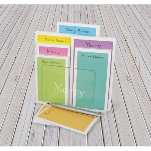 Acrylic Holder w Colorful Personalized Stationery