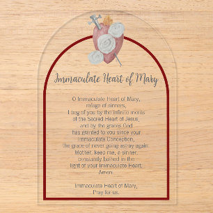 Acrylic Immaculate Heart of Mary Prayer Card Invitations
