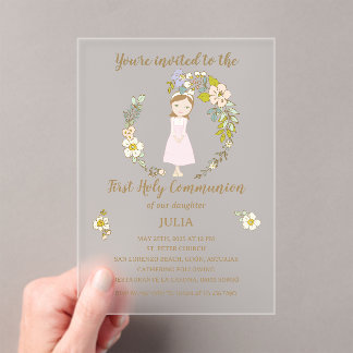 Acrylic invitation JULIA First communion