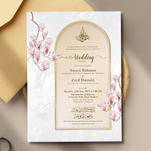 Acrylic Islamic Wedding Invitation   Arch Magnolia