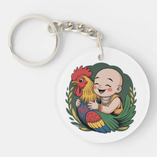 Acrylic Keychain   Chloe Baby Hugs The Rooster