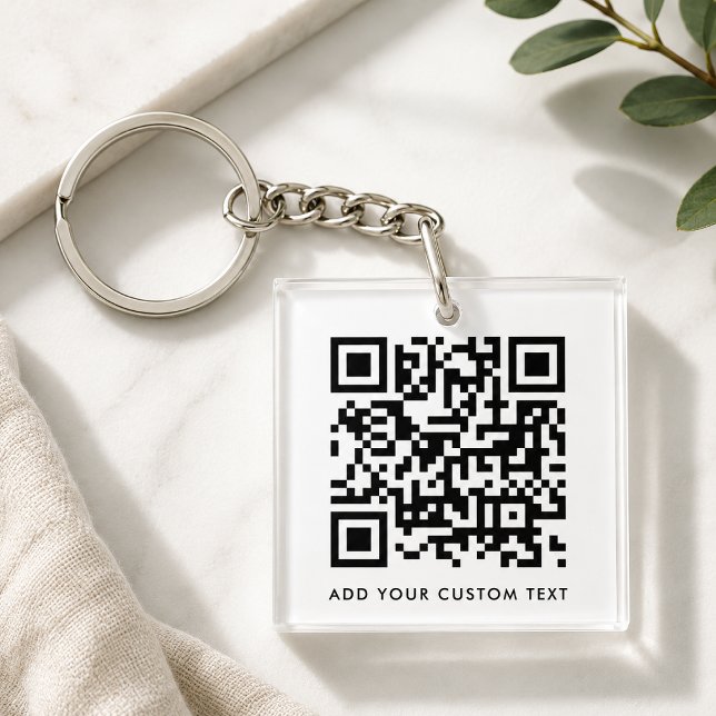 Acrylic Keychain | Custom QR Code Website Link Tag (Versatile editable keychain template with interactive QR code & text for business or personal use.)