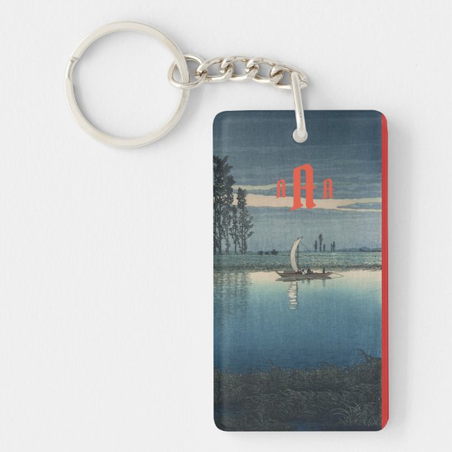 Acrylic Keychain Japanese print w/ custom monogram (Front)