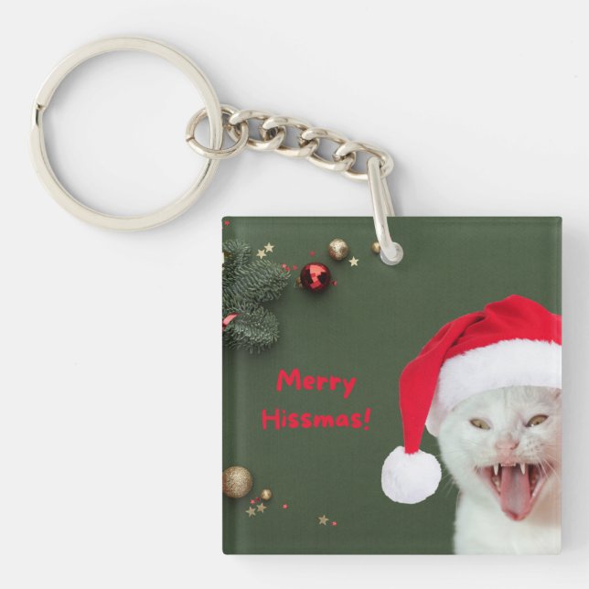 Acrylic Keychain, Merry Hissmas Wishes Keychain (Front)