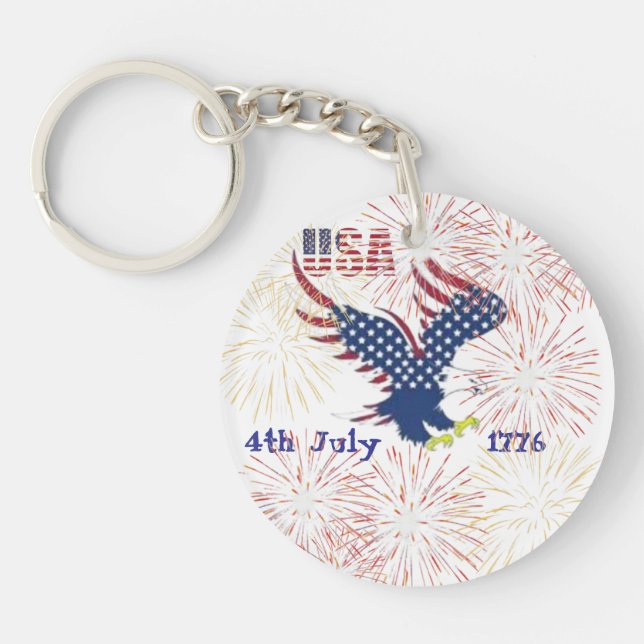 Acrylic Keychain USA 4th July  (Front)