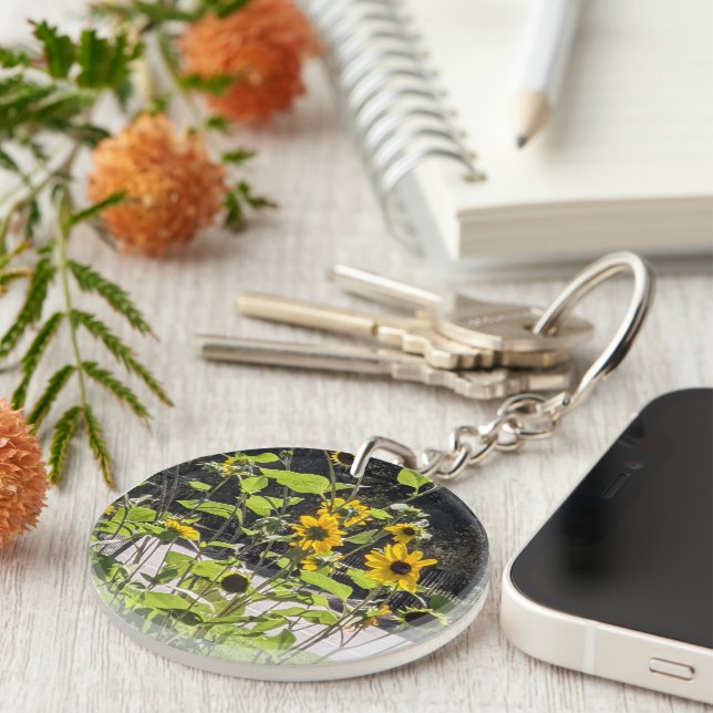 acrylic keychain with sunflower photo (Front Right)