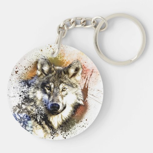 Acrylic Keychain wolf double_side