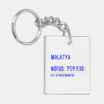 MALATYA  NÜFUS: 759.930  Acrylic Keychains