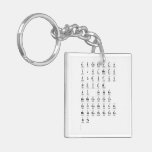 ABCDEFGH
 IJKLMNDO
 PQRSTUV
 WXYZM 
 NC ARATAS
 BEBACACLCECU
 ESFRGAGEINLILA
 MONINOPARARUSE
 SITA
   Acrylic Keychains