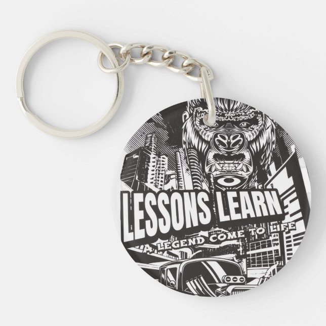 ACRYLIC LEGENDARY GORILLA LESSONS LEARN KEYCHAIN  (Front)