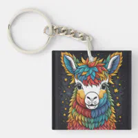 Llama in the Round Keychain Mirror