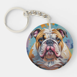 Acrylic Llavero Bulldog Keychain